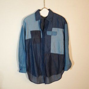 a.n.a. color block Chambray Shirt